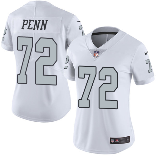 Women's Elite Donald Penn Nike Jersey White - #72 Rush NFL Oakland Raiders